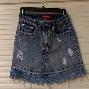 ripped up jeans skirt